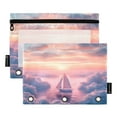 thumbnail image 2 of 2 Pack Pencil Pouch for 3 Ring Binder Smooth Zipper Folders with Pockets Clear Window Pencil Case Sailboat above Clouds, 2 of 6