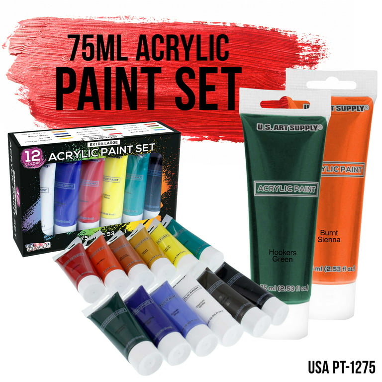 U.S. Art Supply Paint and Sip Art Party Painting Kit - 6 Easels, 12 Paint Tube Set, 12 Canvas Panels, 6 Brush Sets & 6 Aprons