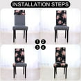 thumbnail image 6 of PiccoCasa 4Pcs Floral Dining Chair Cover Stretch Spandex Seat Protector, Black+Pink, 6 of 6