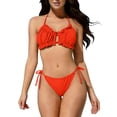 thumbnail image 1 of Trajes de Baño de Bikini de Mujer de Color Sólido Estilo Dividido con Correas Desmontable Sostén Acolchado Ocasional Verano Playa de Vacaciones, 1 of 6