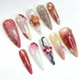 thumbnail image 3 of Ethereal Blossom, Custom Press On Nails, Almond Stiletto Square Nails, 3D Luxury Nail Art, Elegant Acrylic Nails, Spring Wedding Gift, Handmade Nail Set,Size M, 3 of 6