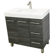 WindBay 36 Freestanding Bathroom Vanity Dark Grey White Integrated Countertop