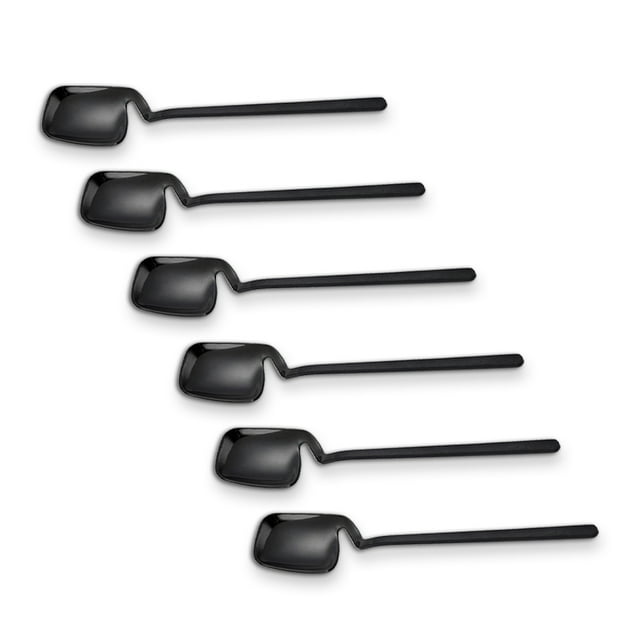 Toystoory Paquete de 6 cucharas de café de acero inoxidable, postre, Chocolate, leche, cucharillas colgantes de mango largo, accesorios de cuchara para Mostrada Negro Toystoory HA059627-05