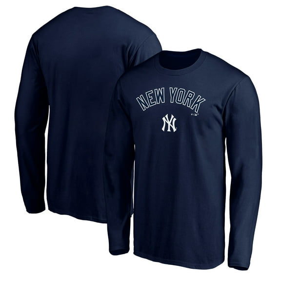 Men's Navy New York Yankees Team Lock Up Wordmark Long Sleeve T-Shirt