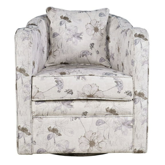 Jofran Daisy Bloom Classic Traditional Swivel Accent Armchair with Pillow
