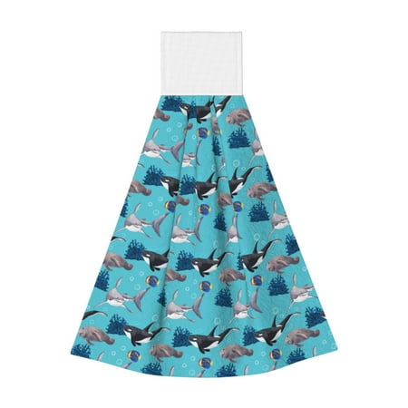 

Coaee Party Shark Cute for Fast Absorbent Hanging Towels with Velcro for Kitchen Bathroom Laundryroom