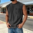 thumbnail image 3 of Workout Tank Tops for Men Summer Crewneck Loose Fit Sleeveless Muscle Shirts Vintage Washed Tshirts, 3 of 5