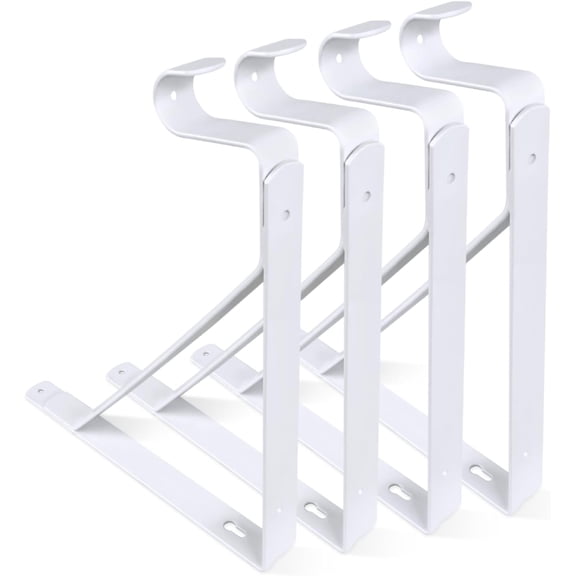4 Pack Closet Shelf & Rod Brackets Heavy Duty Wall Mounted Closet Shelf Bracket with Rod Support, 11 Inch Shelf Brackets, White