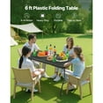 thumbnail image 2 of KFFKFF Table Pliante, Table Utilitaire Portative Robuste de 6 Pi à Plier en Deux, Table Rectangulaire en Plastique pour Intérieur et Extérieur avec Poignée Intégrée, pour Fête, Salle à Manger, Mariage, 2 of 8