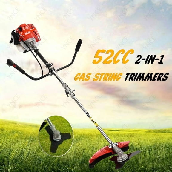 YNCE 52CC Gas Weed Eater, 2 in 1 Weed Wacker Gas, 2025 Upgraded Gas Powe Weed Eater[New Model Quality Improvement], 2000w 8500rpm Heavy Duty Brush Cutter Ideal for Yard Garden