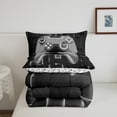 thumbnail image 4 of Erosebridal Gray Gamepad Comforter Sets Twin Size, Neon Light Geometric Square Comforters & Duvets, Gaming Bedroom Decor, Reversible 2pcs, 4 of 7