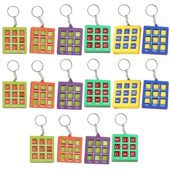 Necvior 16pcs Tic Tacs Toe Keychain Collection for Party Gifts and Prize Plastic Keyring