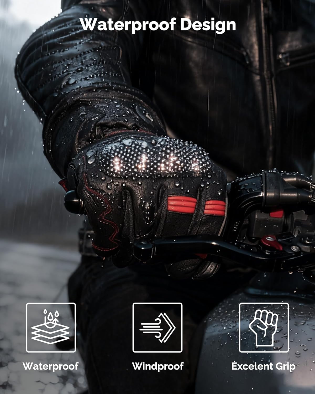 SAVIOR HEAT 2025 Upgraded Bluetooth Heated Motorcycle Gloves for Men - Goatskin Leather, 7.4V 3000mAh Rechargeable Battery, Waterproof/Windproof, 3-Speed Heating with Smart Temp Control