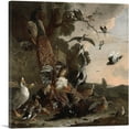 thumbnail image 1 of ARTCANVAS The Raven Robbed of the Feathers 1671 Canvas Art Print by Melchior d-Hondecoeter - Size: 18" x 18" (1.50" Deep), 1 of 9