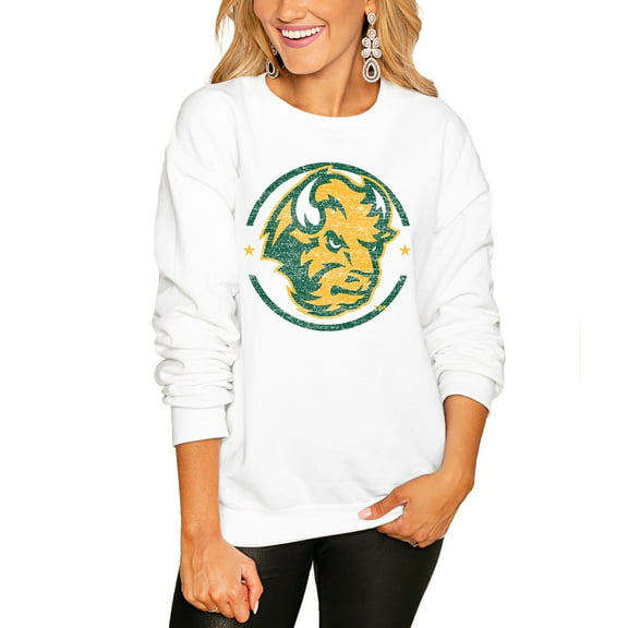 Women's Gameday Couture White NDSU Bison End Zone Oversized Sweatshirt