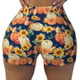 thumbnail image 2 of Sikiie fall Pumpkin Daisy Workout Shorts Women Scrunch Butt Gym Shorts Seamless High Waist Tummy Control Yoga Biker Athletic Shorts-Small, 2 of 8