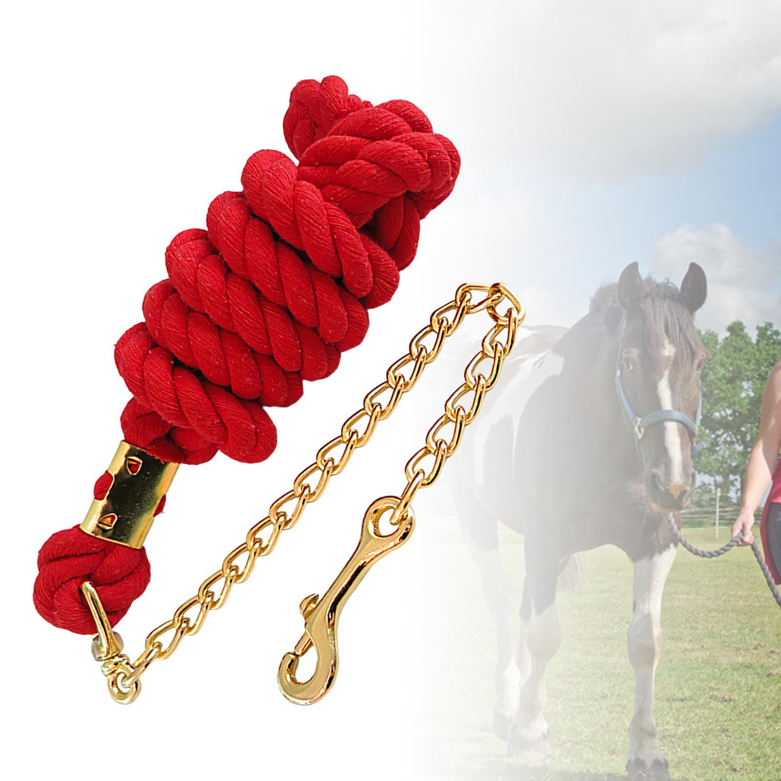 Braided Leading Rope with Chain Equestrian Rein Racing Halters Red