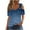 Blue, variant on Women's Off Shoulder Tops Fashion Casual Loose Sexy Blouse Summer Asymmetrical Shirts Short Sleeve V Neck Top