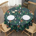 thumbnail image 3 of Green Christmas Dinosaur and Snowman Pattern Round Tablecloth 60"x60",Wrinkle Wipeable Table Cloth for Kitchen Dining Room Picnic Patio Party, 3 of 6