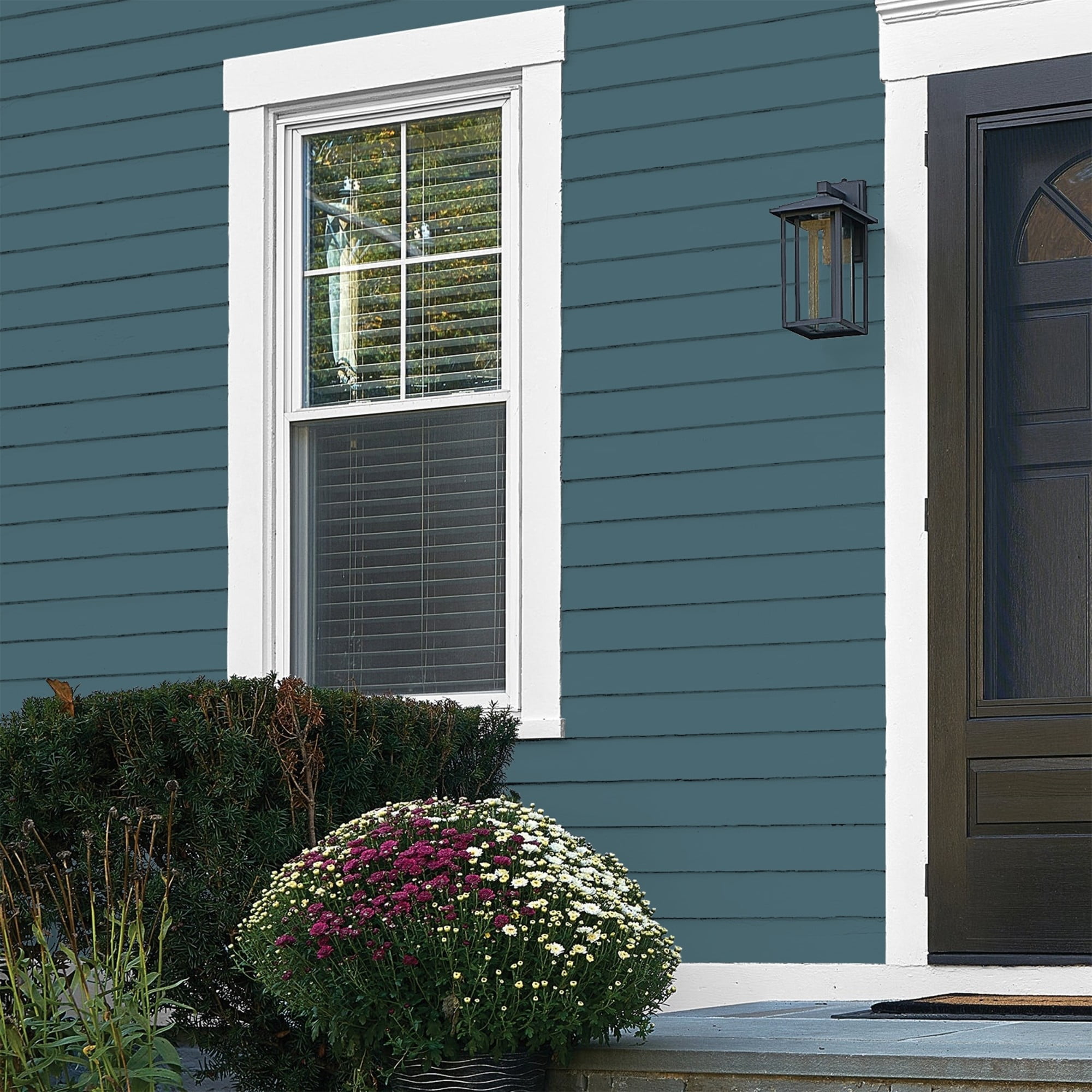 Glidden One Coat Azalea Leaf / Blue Flat Exterior Paint with Primer, 1 Gallon