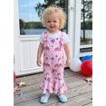 thumbnail image 6 of BemeyourBBs Toddler Baby Girls 4th of July Outfit Patriot Independent Day Clothes Flag Plaid Print Romper Overalls Bell Bottoms Casual Summer Sleeveless Jumpsuit Fourth of July Outfit, 6 of 9