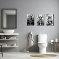 thumbnail image 3 of ZHONGYUTONG Funny Bathroom Wall Decor 3 Pieces Highland Cow Sitting on Toilet Reading Newspaper Poster Prints Black White Animal in Toilet Canvas Artwork (11.00" x 14.00" x 3PCS), 3 of 6