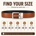 thumbnail image 3 of Men's Reversible Genuine Leather Belt, 1.38" Wide 2-in-1 Dress Belt with 360° Rotating Pin Buckle, Adjustable Business Casual Belt, Blue Brown Coffee, Sizes 33"-43" - TRISJEM, 3 of 7