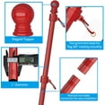 thumbnail image 5 of FIASON 1 Pack 5 FT Red Stainless Steel Tangle Free Wall-Mounted Flag Pole with Upgraded Bracket, Flag Pole Kit for Outside House, Residential or Commercial for American Flag (Without Flag), 5 of 5