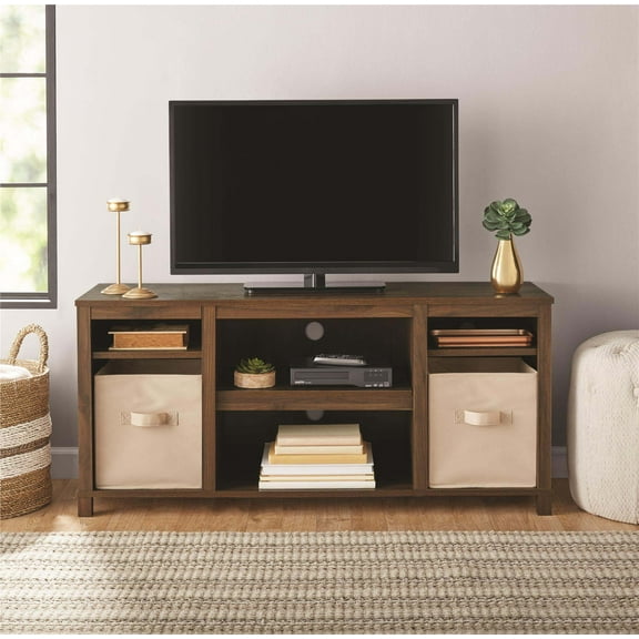 TV Stands With Storage, Parsons TV Stand for TVs up to 50", Walnut Entertainment Centers,Particle Board Wooden TV Stands, Furniture Primary Living Space TV & Entertainment Furniture Parsons TV Stand