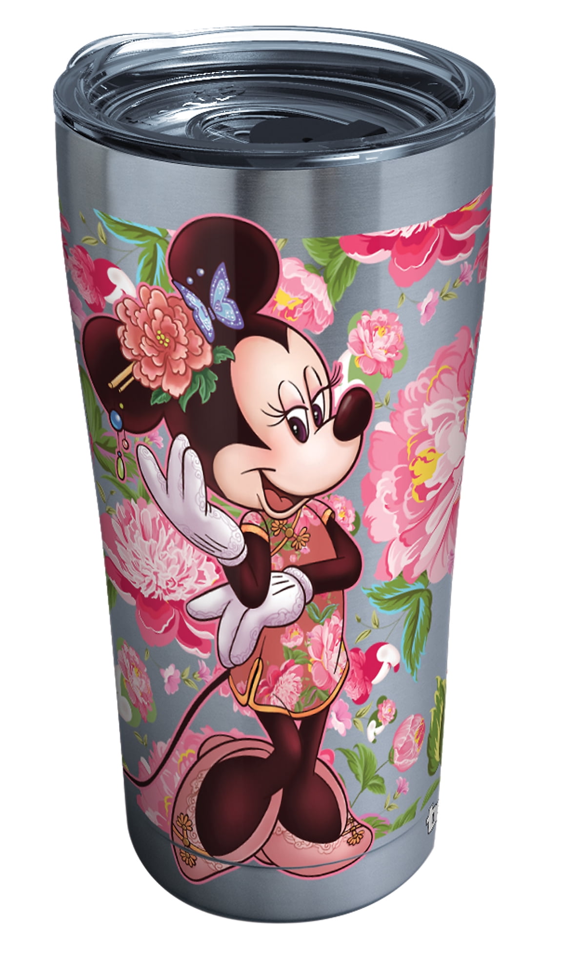 Fabric Tumbler Mouse with Ears Gift Floral Purple Glitter Ready to Ship Stainless Steel Princess Birthday