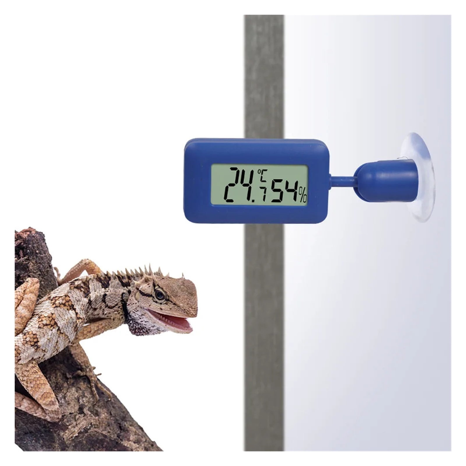 2pcs Reptile Thermometer Hygrometer with Suction Digital Aquarium Hygro-Therm Reptier Accessoires ,Simple Operation