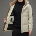 thumbnail image 2 of Chaqueta corta de invierno para hombre con capucha y relleno de plumón de pato de lujo extraíble, chaqueta acolchada de marca de invierno para hombre, abrigo para el frío, 2 of 5