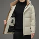 thumbnail image 2 of Chaqueta corta de invierno para hombre con capucha y relleno de plumón de pato de lujo extraíble, chaqueta acolchada de marca de invierno para hombre, abrigo para el frío, 2 of 5