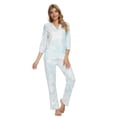 thumbnail image 2 of MintLimit Women's Pajamas Set Nightwear 3/4 Sleeve Shirt with Long Pants Sleepwear Tie-dyed V-neck Loungewear Pjs with Pockets, 2 of 5