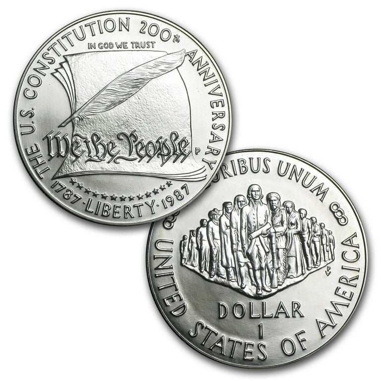 1987 2-Coin Commem Constitution Set BU (w/Box & COA