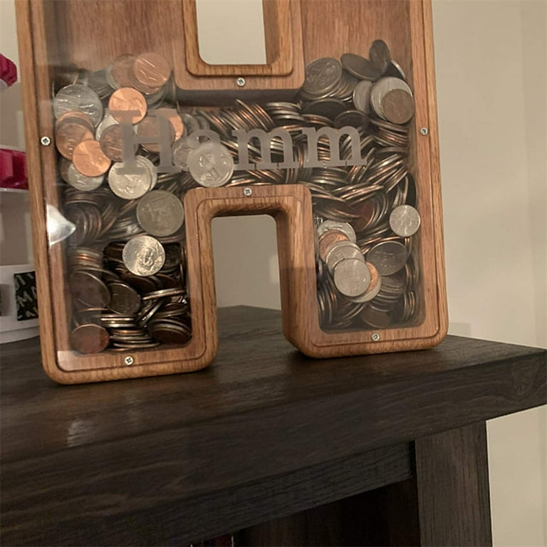 Wooden Letter Piggy Bank Saving Money Coin Box Alphabet Storage Tank Kid  Gifts~
