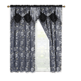 thumbnail image 5 of 2 Piece Daniela Printed Flowers Luxury Jacquard Attached Valance with Long Crystals Beads and Tassels Window Curtain (54 inches wide x 84 inches long), 5 of 5