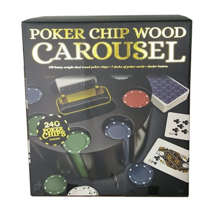 Dealer Button Set - Wood Poker Carousel with Chips, Cards, and Dealer Button