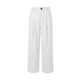 thumbnail image 3 of XPMWRP Women's High Waist Pleated Wide Leg Capri Pants Button Closure Casual Loose Trousers with Pockets Stretchy for Work White XL, 3 of 5