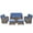 Brown/Navy, variant on PARKWELL 4 Pieces Outdoor Patio High Back Furniture Set with Fire Pit Table, Luxury 6" Thick Conversation Set with Swivel Glider Chairs,Wicker Seating Set for Deck, Backyard,Gray/Gray