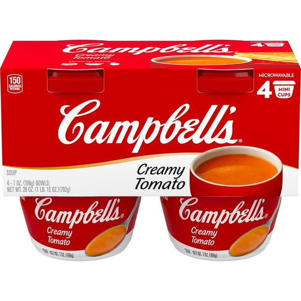 Campbell's Creamy Tomato Soup, 7 Ounce Microwavable Cup (4 pack