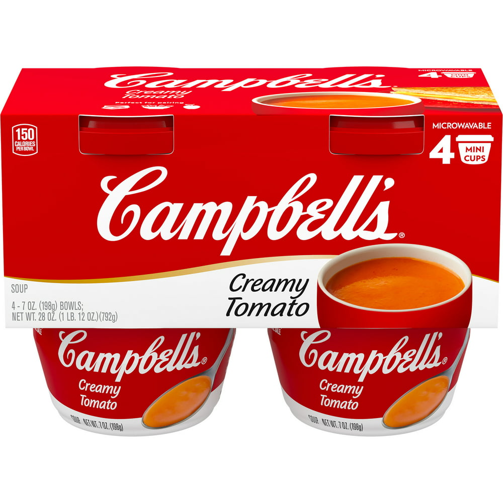 Campbell's Creamy Tomato Soup, 7 Ounce Microwavable Cup (4 pack ...