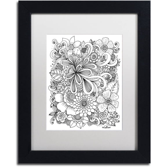 Trademark Fine Art "Zendoodle 5" Canvas Art by KCDoodleArt White Matte, Black Frame