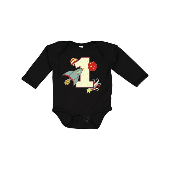 Inktastic 1st Birthday Outer Space Theme Boys or Girls Long Sleeve Baby Bodysuit