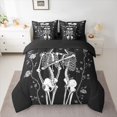 thumbnail image 4 of jejeloiu Spooky Valentine'S Day 7-Piece Bedding Comforter Set,Gothic Skull Skeleton King Bedding Sets,White Black Bed Sheets For Men Women,Super Cozy Room Decor Reversible, 4 of 8