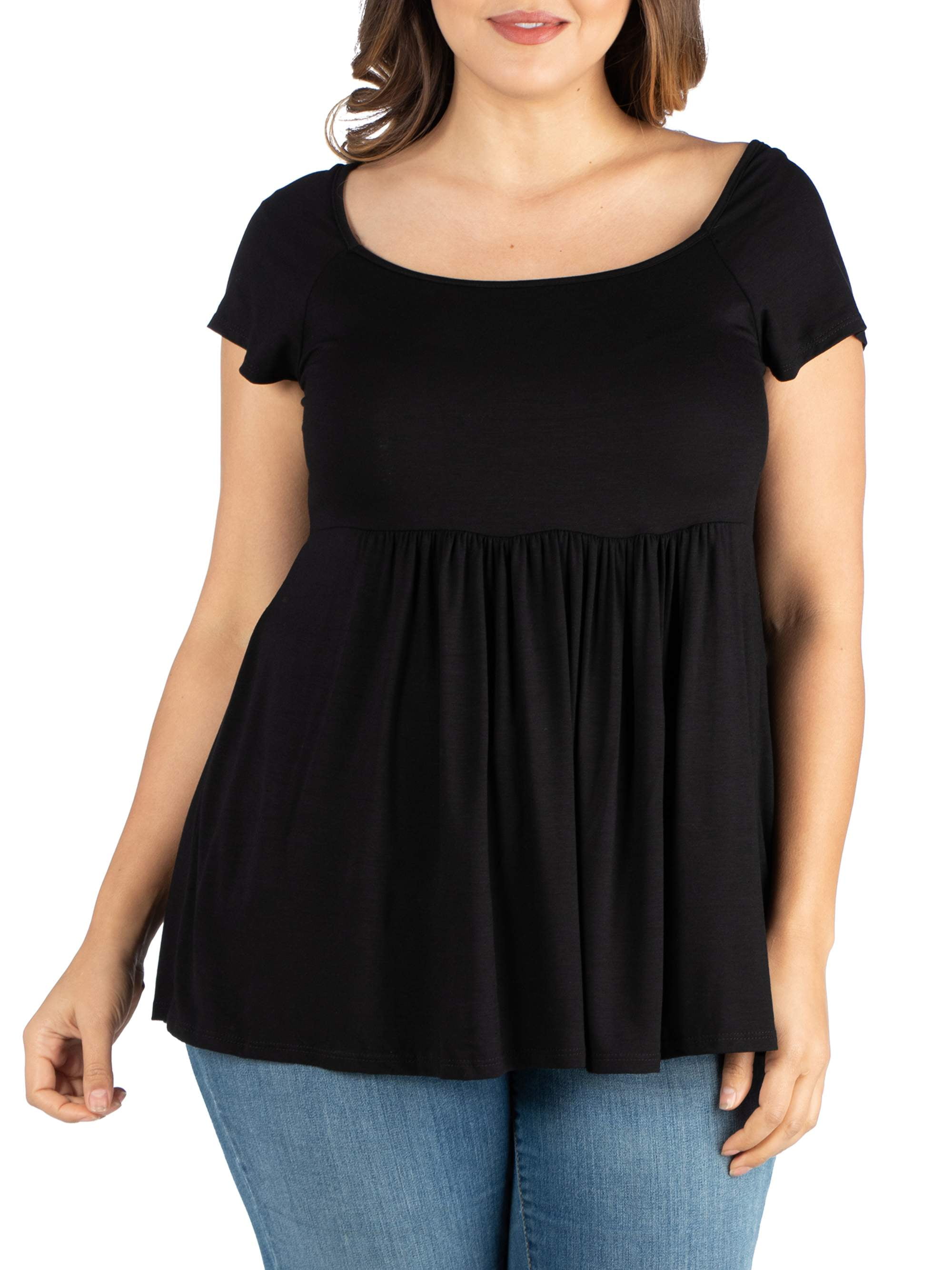 Women's Plus Size Cap Sleeve Babydoll Tunic Top - Walmart.com