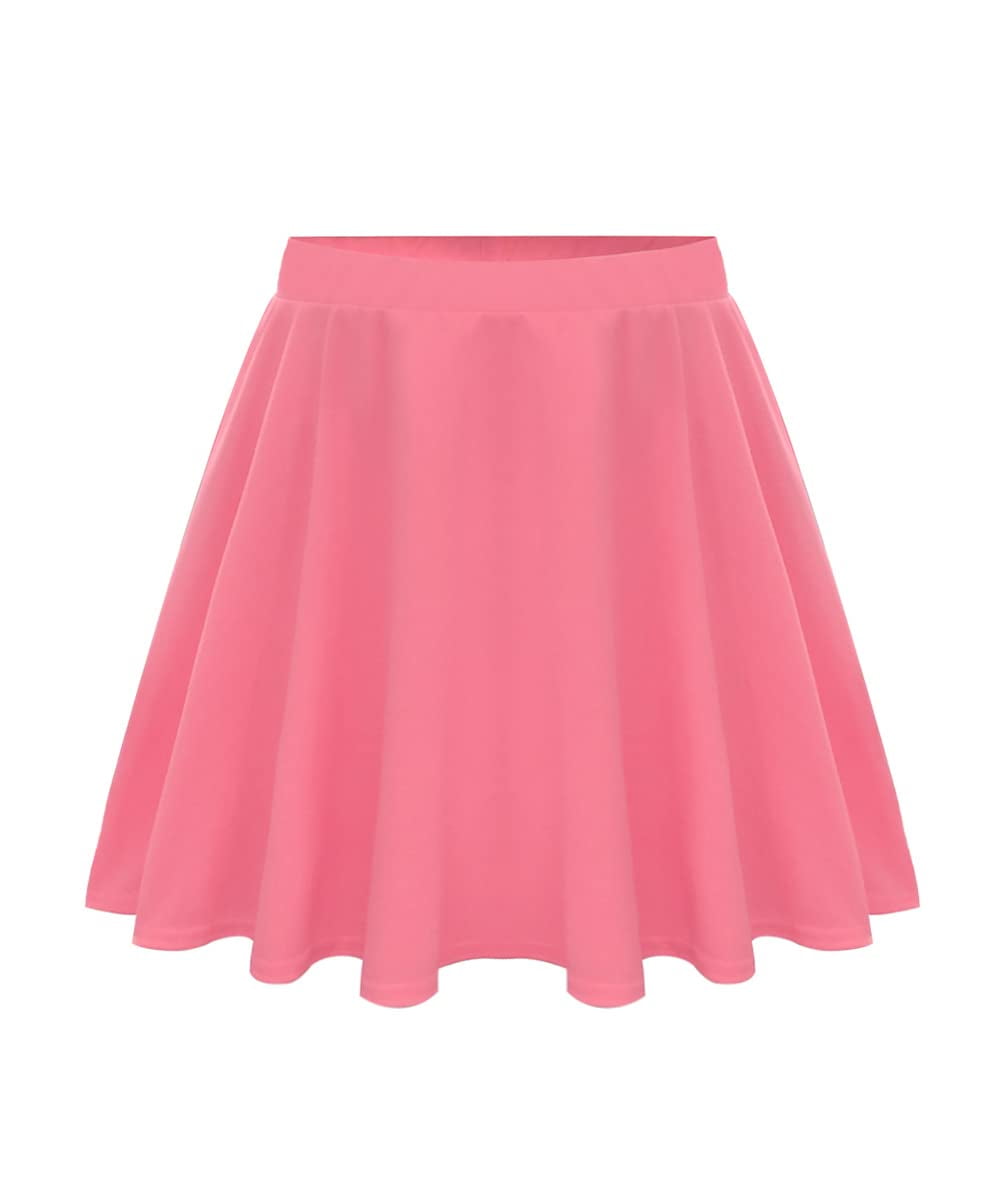 TIYOMI Plus Size Skirts Pink Stretchy Hidden Zipper Mini Skirt Swing A Line  Skater Skirt Flared Casual Fall Winter Skirts XL 14W 16W 