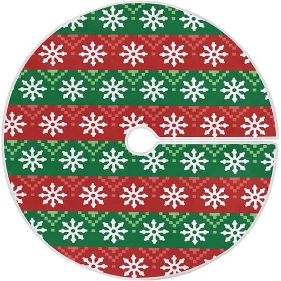 FMSHPON Christmas Snowflakes Geen Red Snow Xmas Christmas Tree Skirt Stand Mat for Holiday Party Decoration Indoor Outdoor 36 inches