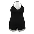 thumbnail image 7 of Tosmy Womens Lounge Sets Ladies Plus Size Lace Trim Pajama Set Short Sleeveless Top Shorts 2 Piece Sleepwear Set Sexy Sleepwear 2025, 7 of 7