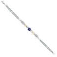 thumbnail image 3 of Gem Stone King 925 Silver and 10K Yellow Gold Blue Lapis and Lab Grown Diamond Bracelet for Women | 2.52 Cttw | Gemstone Birthstone | Cushion 6MM | 7 inches | Made in Italy, 3 of 5